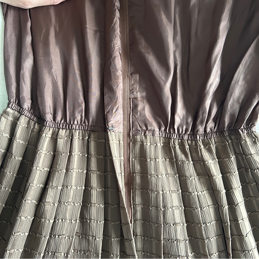 Vintage Plaid Golden Double Layer MIDI Dress - Picture 9 of 10